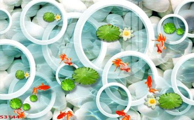 Download file Tranh hoa sen cá cửu ngư quần hội S3144 (gốc) in mica cao cấp
