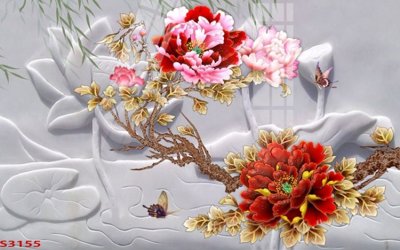 File gốc Tranh hoa sen cá cửu ngư quần hội S3155 (trang trí) cho phòng khách