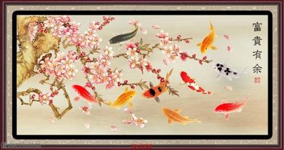 File in mica Tranh cửu ngư quần hội sen cá S320 (bản gốc) siêu trong