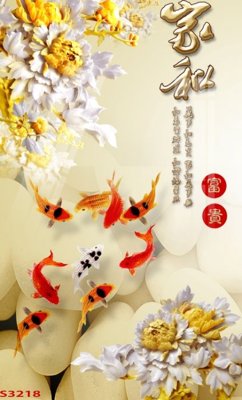 Tải file gốc in lụa Tranh hoa sen cá cửu ngư quần hội S3218 siêu nét