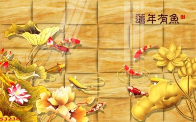 File gốc Tranh hoa sen cá cửu ngư quần hội S3238 cho in ấn và thiết kế