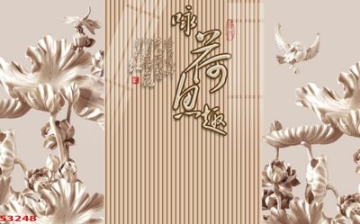 File tranh Tranh hoa sen cá cửu ngư quần hội S3248 (bản gốc) in lụa 3D