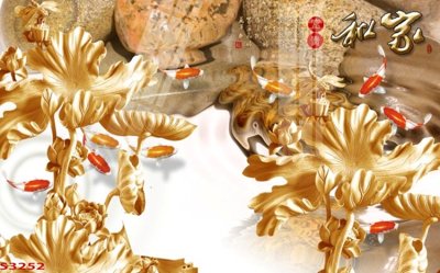 File gốc Tranh hoa sen cá cửu ngư quần hội S3252 (in mica) cắt laser