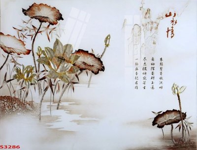 File gốc Tranh hoa sen cá cửu ngư quần hội S3286 (in mica) trang trí