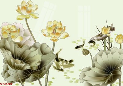 Mua file ảnh gốc Tranh hoa sen cá cửu ngư quần hội S3289 (chất lượng cao)
