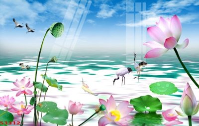 File gốc Tranh hoa sen cá cửu ngư quần hội S3312 (phiên bản chuẩn) để in ấn