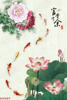 File tranh gốc Tranh hoa sen cá cửu ngư quần hội S3327 chủ đề hiện đại