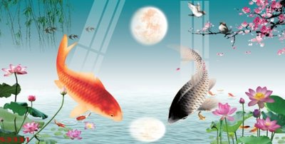 Tải file Tranh hoa sen cá cửu ngư quần hội S3331 (gốc) chủ đề hoa sen