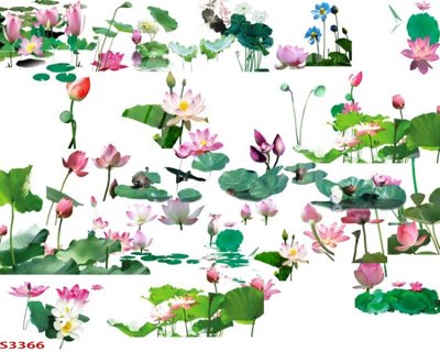 File tranh Tranh hoa sen cá cửu ngư quần hội S3366 (bản gốc) in lụa 3D