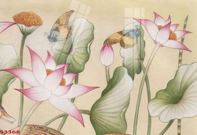 File ảnh Tranh hoa sen cá cửu ngư quần hội S3368 (gốc) in decal dán tường