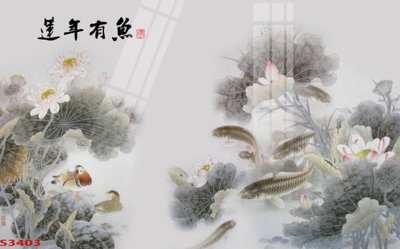 File gốc Tranh hoa sen cá cửu ngư quần hội S3403 (thiết kế) cho in ấn