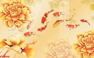 Download file gốc Tranh hoa sen cá cửu ngư quần hội S3406 (in mica) trang trí
