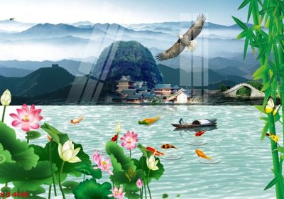 Tải file Tranh hoa sen cá cửu ngư quần hội S3408 (ảnh gốc) file TIFF