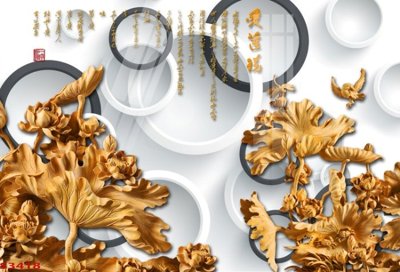 File in trần Tranh hoa sen cá cửu ngư quần hội S3418 (bản gốc) trời sao