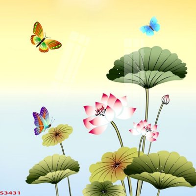 Tải file Tranh hoa sen cá cửu ngư quần hội S3431 (ảnh gốc) file AI/EPS