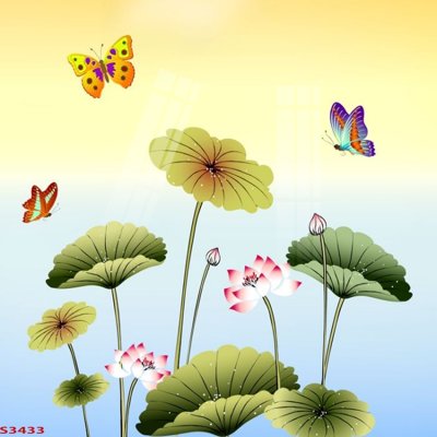 File tranh gốc Tranh hoa sen cá cửu ngư quần hội S3433 (bản quyền) Filetranh.com