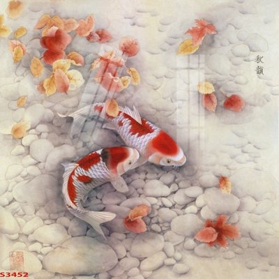 File tranh Tranh hoa sen cá cửu ngư quần hội S3452 (gốc) chủ đề động vật