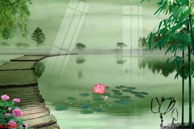 Hình ảnh file gốc Tranh hoa sen cá cửu ngư quần hội S3467 (chất lượng cao)