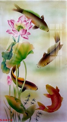 File gốc in mica Tranh hoa sen cá cửu ngư quần hội S3472 chất lượng