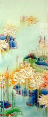 File gốc Tranh hoa sen cá cửu ngư quần hội S3473 (in tráng gương) hiện đại