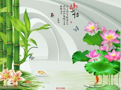 File ảnh Tranh cửu ngư quần hội sen cá S348 (gốc) cho trang trí nhà hàng