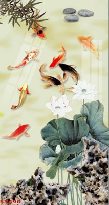 Chi tiết file gốc Tranh hoa sen cá cửu ngư quần hội S3490 (cho in tráng gương)