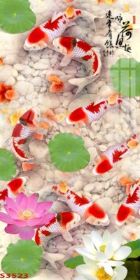 Tải file tranh Tranh hoa sen cá cửu ngư quần hội S3523 (ảnh gốc) ngay