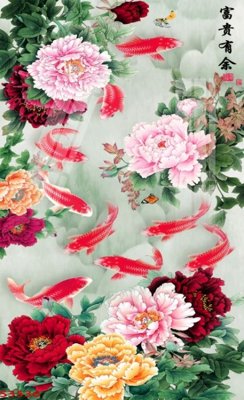 Tải file Tranh hoa sen cá cửu ngư quần hội S3536 (gốc) in trên mọi chất liệu