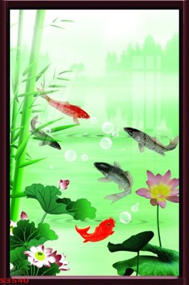Tải file Tranh hoa sen cá cửu ngư quần hội S3540 (gốc) chủ đề hoa sen