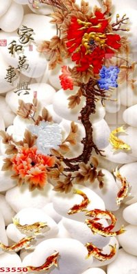 File tranh in trần 3D Tranh hoa sen cá cửu ngư quần hội S3550 (ảnh gốc)