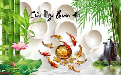 Tệp tin gốc Tranh hoa sen cá cửu ngư quần hội S3579 (dùng cho in ấn) chuyên nghiệp