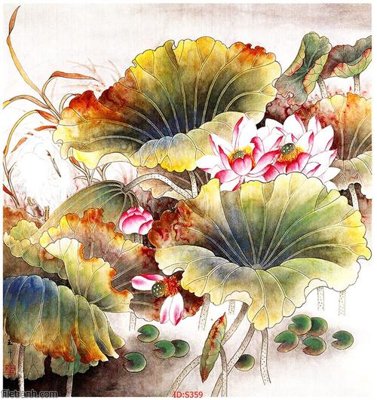 Tải về hình ảnh gốc Tranh cửu ngư quần hội sen cá S359 sắc nét