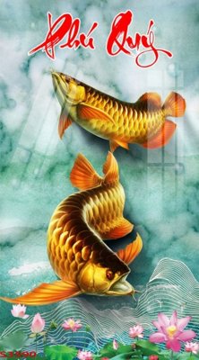 File tranh Tranh hoa sen cá cửu ngư quần hội S3590 (file gốc) chuẩn màu in