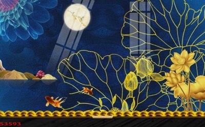 File gốc Tranh hoa sen cá cửu ngư quần hội S3593 (in 3D) nghệ thuật