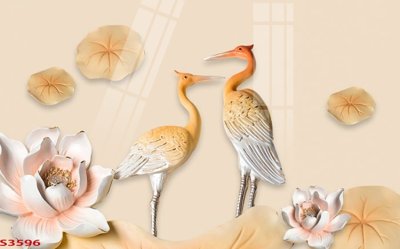 File gốc Tranh hoa sen cá cửu ngư quần hội S3596 (dành cho trang trí nội thất)