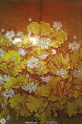 Hình ảnh file gốc Tranh cửu ngư quần hội sen cá S35 cho in UV