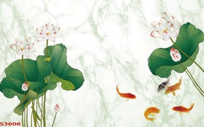 File gốc Tranh hoa sen cá cửu ngư quần hội S3606 (trang trí) phòng trẻ em