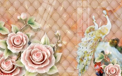 File in trần Tranh hoa sen cá cửu ngư quần hội S3616 (file gốc) hoa văn 3D