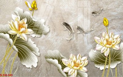 File tranh Tranh hoa sen cá cửu ngư quần hội S3630 (ảnh gốc) cho in ấn kỹ thuật số