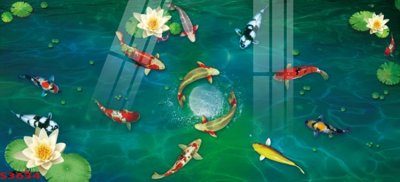 Download file gốc Tranh hoa sen cá cửu ngư quần hội S3634 (in lụa) hoa lá