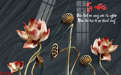 Tải file tranh Tranh hoa sen cá cửu ngư quần hội S3646 (ảnh gốc) ngay