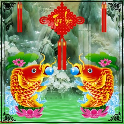 Tải file Tranh hoa sen cá cửu ngư quần hội S3650 (gốc) làm tranh treo tường