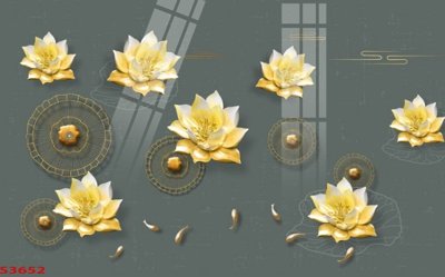 File tranh Tranh hoa sen cá cửu ngư quần hội S3652 (ảnh gốc) in trần nhà