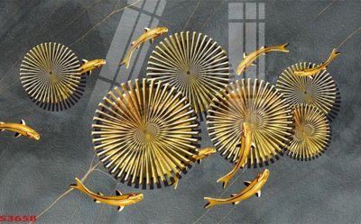 Tải file Tranh hoa sen cá cửu ngư quần hội S3658 (ảnh gốc) in gạch 3D