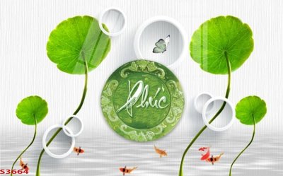 File gốc Tranh hoa sen cá cửu ngư quần hội S3664 (dành cho trang trí nội thất)