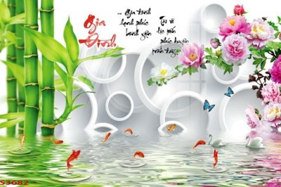 Tải file gốc in lụa Tranh hoa sen cá cửu ngư quần hội S3682 siêu nét