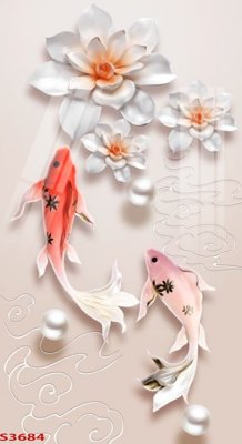 File tranh gốc Tranh hoa sen cá cửu ngư quần hội S3684 (bản đẹp) độc quyền