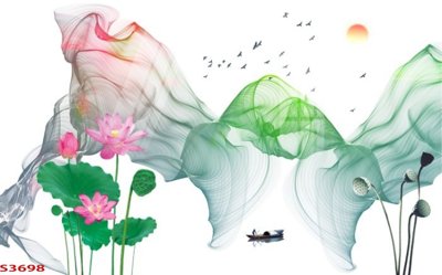 Tải file Tranh hoa sen cá cửu ngư quần hội S3698 (gốc) chủ đề hoa sen