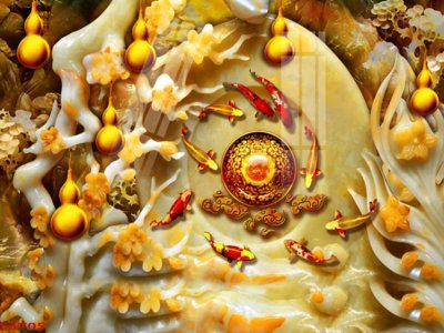 File tranh quảng cáo Tranh hoa sen cá cửu ngư quần hội S3705 (download file gốc)