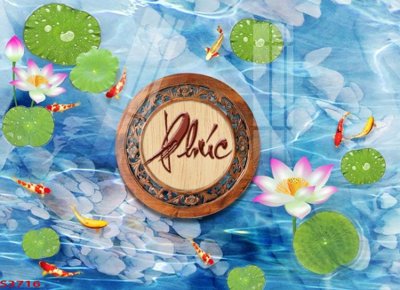 File in trần Tranh hoa sen cá cửu ngư quần hội S3716 (file gốc) xuyên sáng